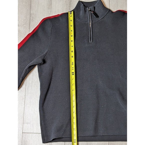 Polo Ralph Lauren Mens Black/Red Cotton 1/4 Zip Mock Neck Long Sleeve Sweater M - Picture 7 of 9